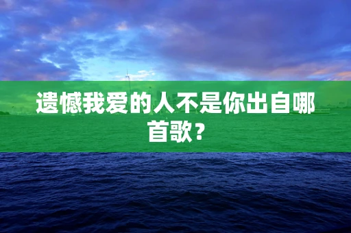 遗憾我爱的人不是你出自哪首歌？