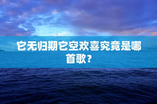 它无归期它空欢喜究竟是哪首歌？