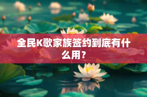 全民K歌家族签约到底有什么用？