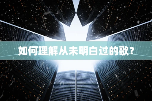 如何理解从未明白过的歌？