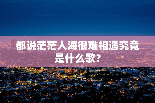 都说茫茫人海很难相遇究竟是什么歌？